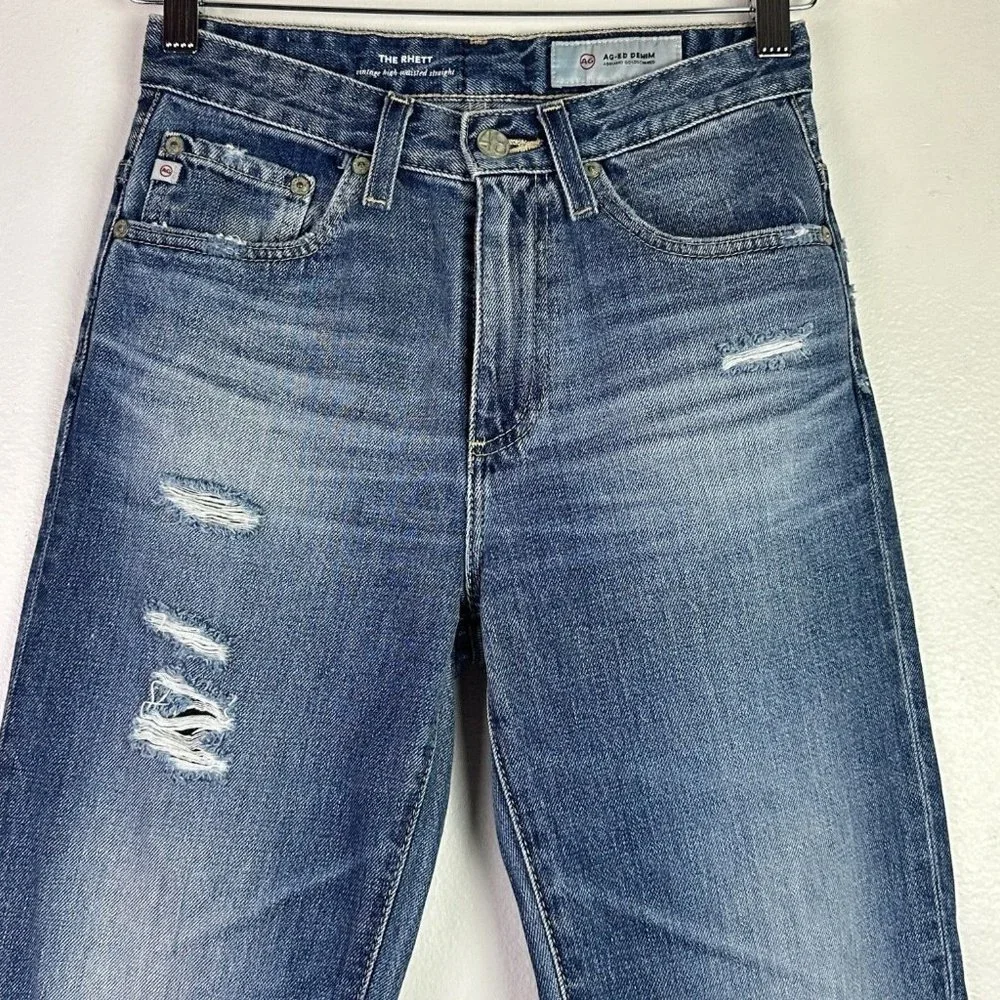 AG Jeans Rhett High Rise Waist Tomboy Boyfriend Vintage Distressed Wide Leg - Picture 4 of 6